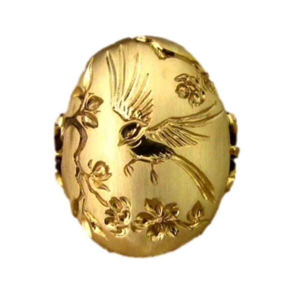 Unisex 18kt Gold Plated Bird And Flower Ring sz 11